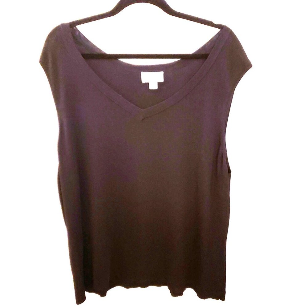 Talbots Black Rayon/Nylon Knit Sleevess Top Size 3X EUC